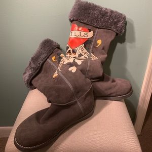 Ed Hardy | Vintage “Love Kills Slowly” Suede Boots